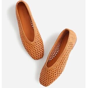 Madewell Mylie Ballet Flat Handwoven Leather Orange Brown Size 9 NWOB